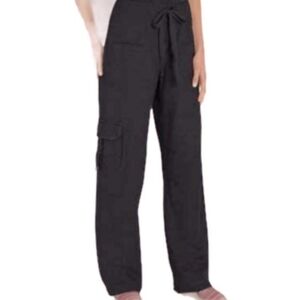 Soft Surroundings Weekend Pull On Relaxed Linen Cargo Wide Leg Pants SZ Small